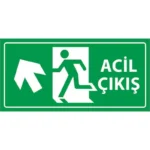 Acil Çıkış Levhası Sol Çapraz Yukarı Yön