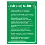 Acil Çıkış Talimatı Uyarı Levhası