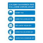 Çalışma Sahasında KDD Kullanılması Zorunludur Uyarı Levhası