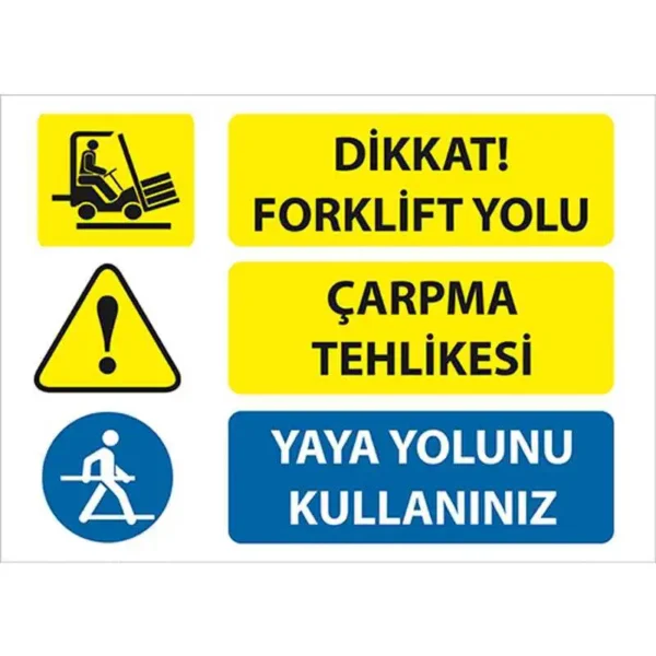Dikkat Forklift Yolu Uyarı Levhası