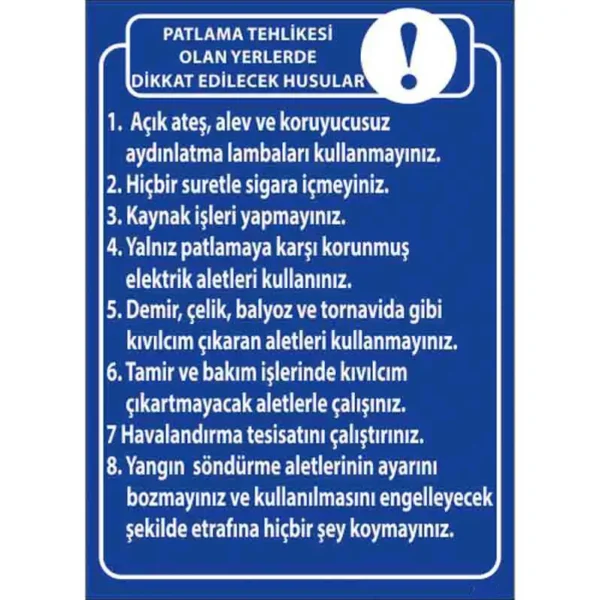Patlama Tehlikesi Talimatı
