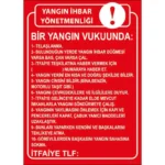Yangın İhbar Yönetmeliği Talimatı Levhası