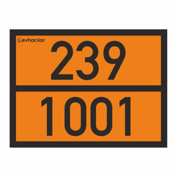 239-1001 ADR Levha Çözünmüş Asetilen, Turuncu Alüminyum Plaka