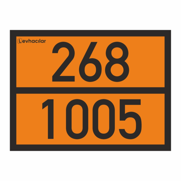 268-1005 ADR Levha önden görünüm, Amonyak taşıyan araçlar için turuncu plaka